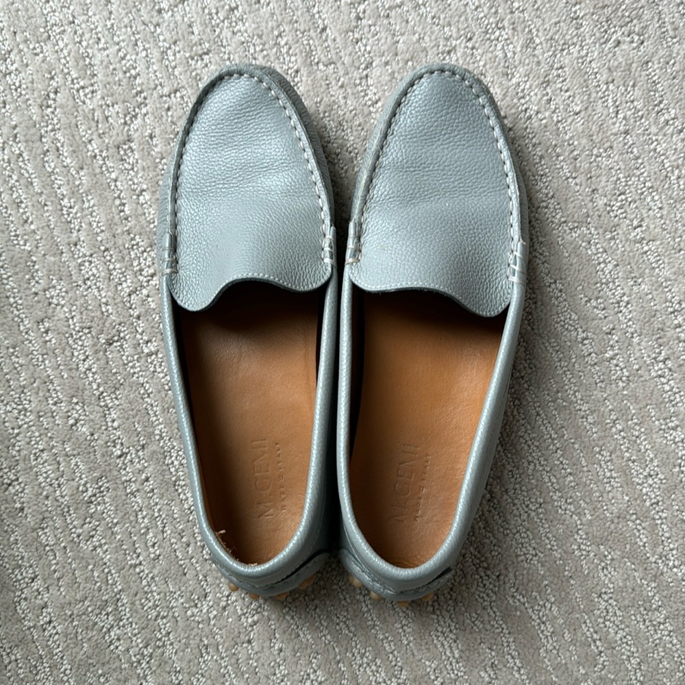 Mgemi Feliz leather loafers, light gray, size 41.